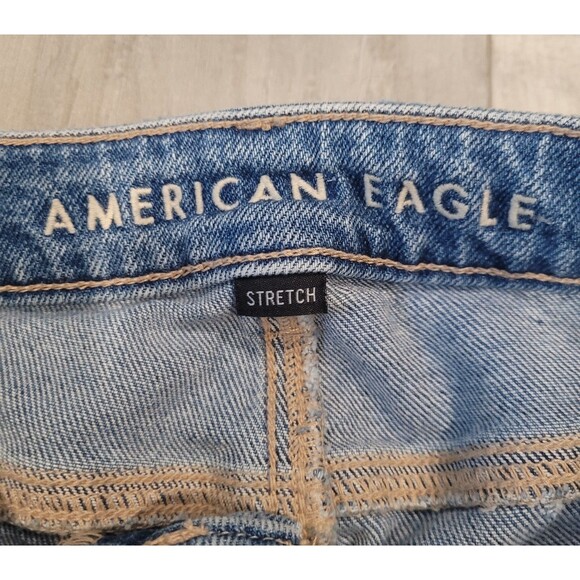 American Eagle Mom Straight Jeans Size 0 (24x27) Blue Medium Wash Denim Pants - Picture 3 of 7